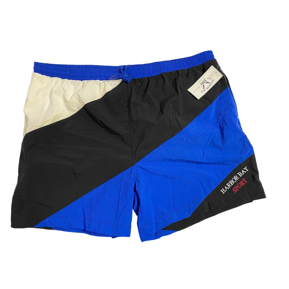NEW HARBOR BAY Sport Mens 3XLT Swim Trunks Blue Black Colorblock